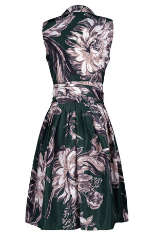 Claire Dress Shirt Collar Sleeveless Regular Length Poliamide Taffta (Mum Flower Dark)