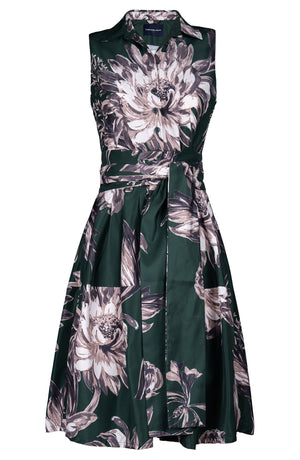 Claire Dress Shirt Collar Sleeveless Regular Length Poliamide Taffta (Mum Flower Dark)