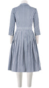 Audrey Dress #2 Shirt Collar 3/4 Sleeve Long Length Cotton Stretch (Napoli Stripe Bright)