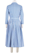Audrey Dress #2 Shirt Collar 3/4 Sleeve Long Length Cotton Stretch (Napoli Stripe Bright)