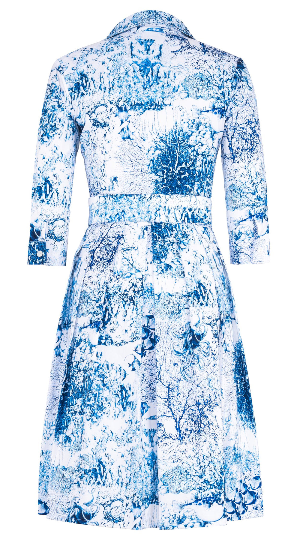 Audrey Dress #1 Shirt Collar 3/4 Sleeve Regular Length Cotton Stretch (Oceana Toile)