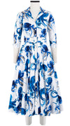 Gigi Dress Shirt Collar 3/4 Sleeve Midi Length Cotton Stretch (Octopus)