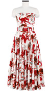 Carol Dress Tube Strapless with Hamilton Belt Midi Plus Length Cotton Stretch (Octopus)
