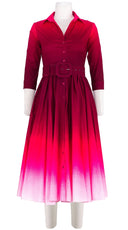 Abelia Dress Shirt Collar 3/4 Sleeve Midi Length Cotton Stretch (Ombre New)