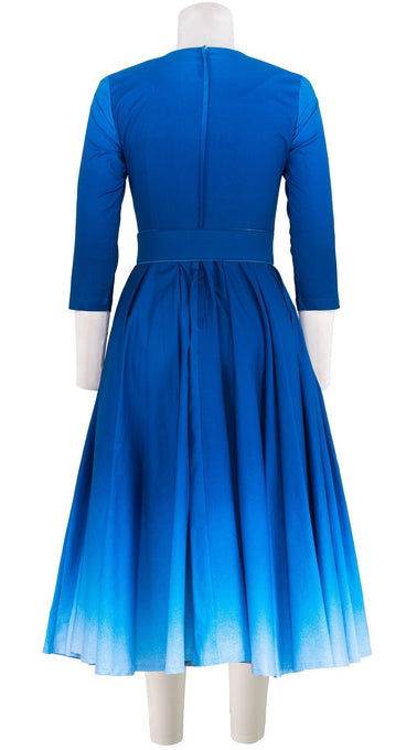 Abelia Dress Jewel Neck 3/4 Sleeve Midi Length Cotton Stretch (Ombre New)
