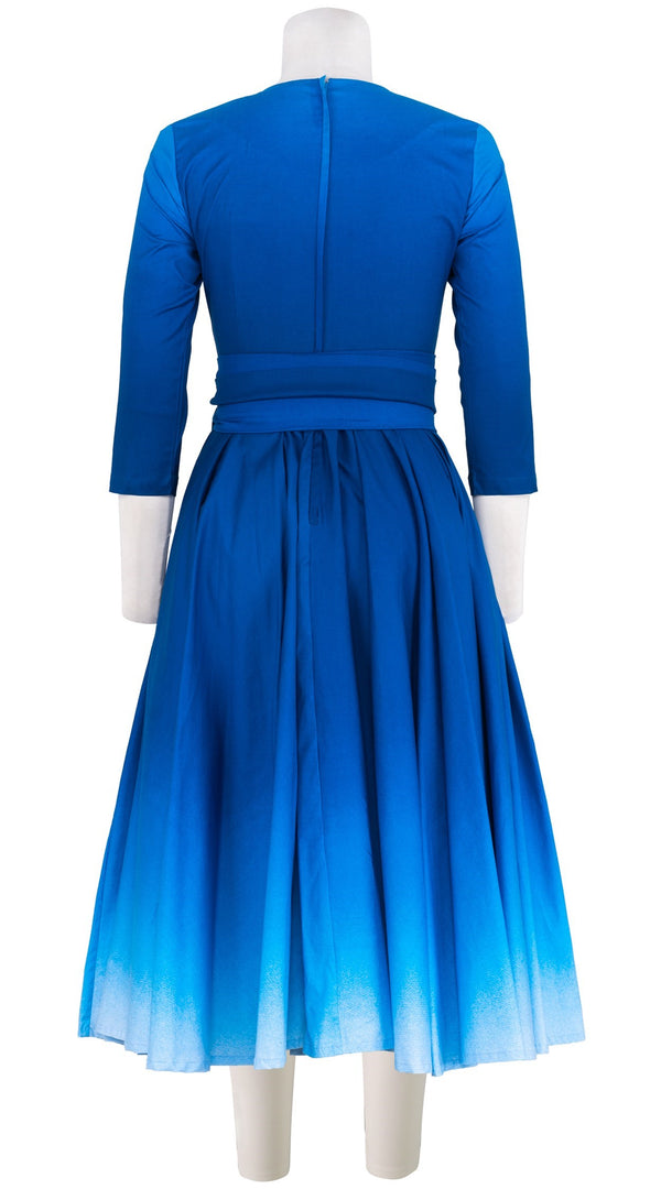Abelia Dress Jewel Neck 3/4 Sleeve Midi Length Cotton Stretch (Ombre New)