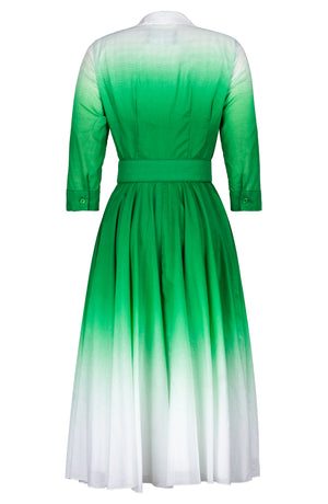 Aster Dress Shirt Collar 3/4 Sleeve Midi Length Cotton Musola (Ombre White)