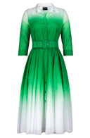 Aster Dress Shirt Collar 3/4 Sleeve Midi Length Cotton Musola (Ombre White)
