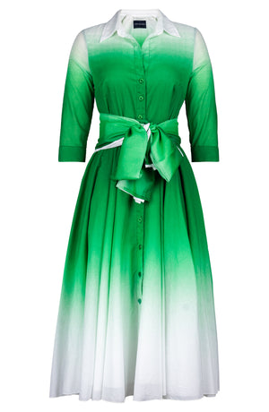 Aster Dress Shirt Collar 3/4 Sleeve Midi Length Cotton Musola (Ombre White)
