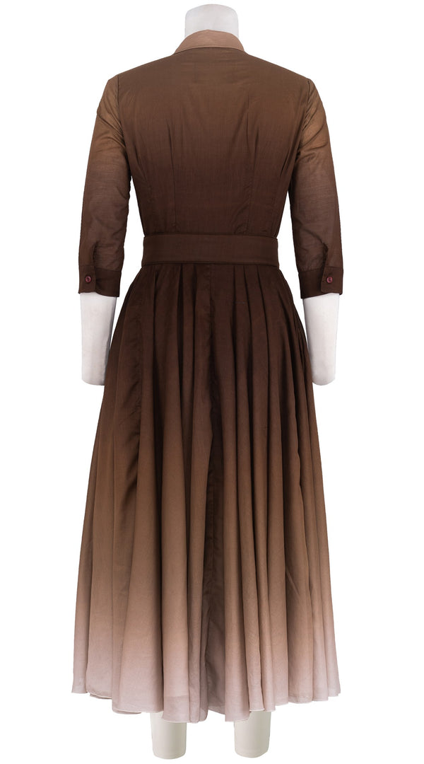 Aster Dress Shirt Collar 3/4 Sleeve Midi Plus Length Cotton Musola (Ombre New)