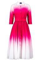 Aster Dress Shirt Collar 3/4 Sleeve Midi Length Cotton Musola  (Ombre White)