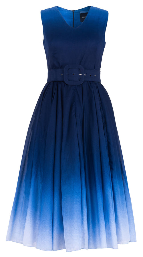 Abelia Dress V Neck Sleeveless Midi Length Cotton Musola (Ombre New)