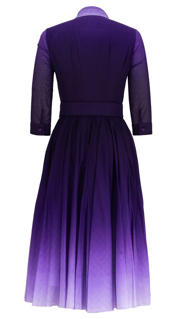Aster Dress Shirt Collar 3/4 Sleeve Midi Length Cotton Musola (Ombre New)