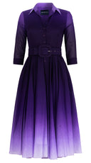 Aster Dress Shirt Collar 3/4 Sleeve Midi Length Cotton Musola (Ombre New)