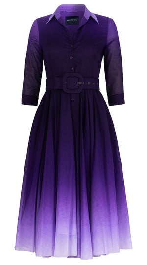 Aster Dress Shirt Collar 3/4 Sleeve Midi Length Cotton Musola (Ombre New)