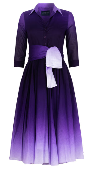 Aster Dress Shirt Collar 3/4 Sleeve Midi Length Cotton Musola (Ombre New)
