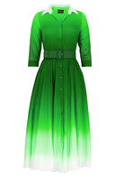 Aster Dress Shirt Collar 3/4 Sleeve Maxi Length Cotton Musola (Ombre Pastel)