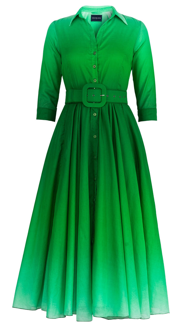Aster Dress Shirt Collar 3/4 Sleeve Midi Length Cotton Musola (Ombre New)