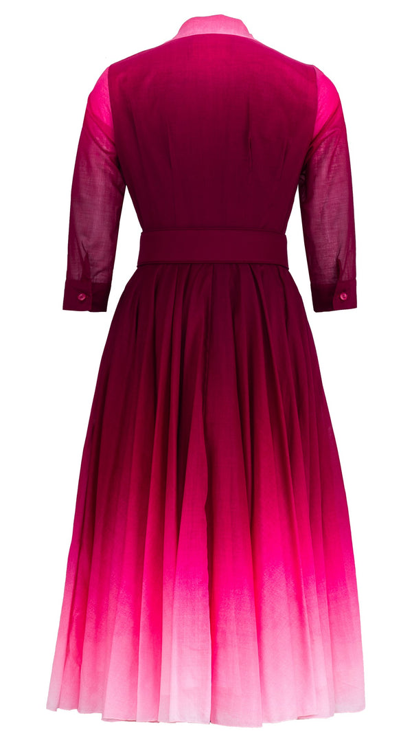 Aster Dress Shirt Collar 3/4 Sleeve Midi Length Cotton Musola (Ombre New)