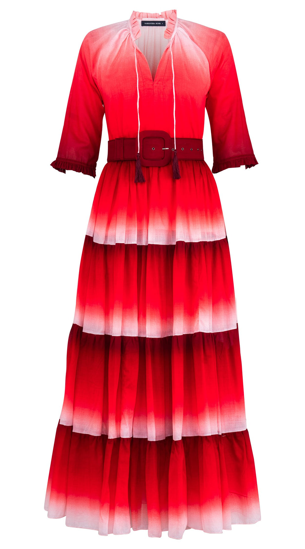 Eva Dress Crew Neck 3/4 Sleeve Maxi Length Cotton Musola (Ombre New)
