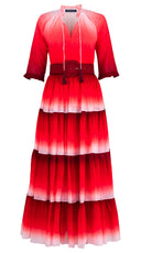 Eva Dress Crew Neck 3/4 Sleeve Maxi Length Cotton Musola (Ombre New)