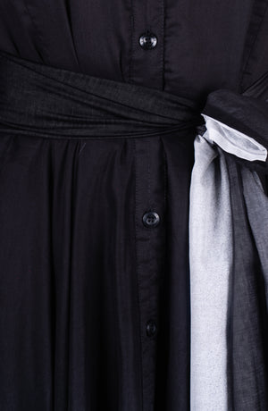 Aster Dress Shirt Collar 3/4 Sleeve Midi Length Cotton Musola  (Ombre White)