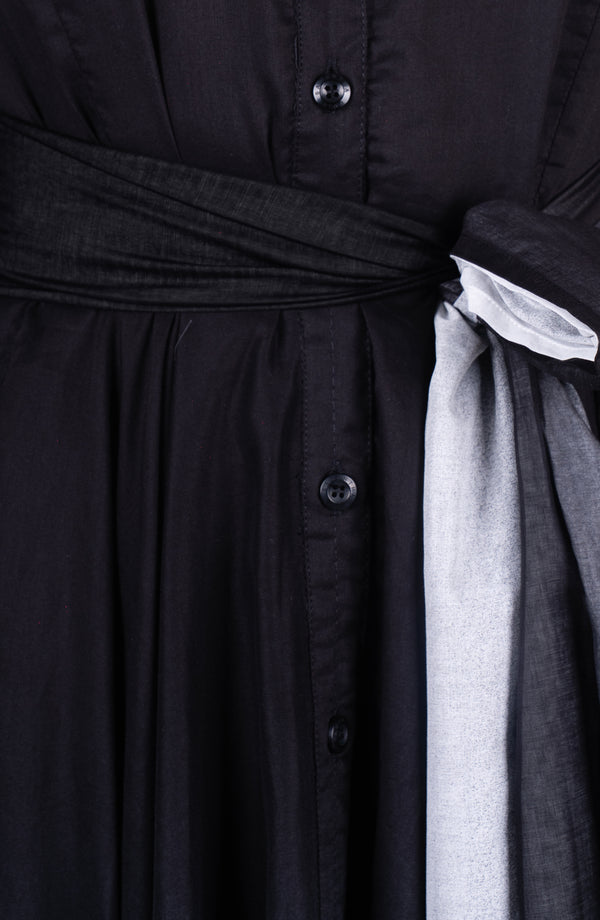 Aster Dress Shirt Collar 3/4 Sleeve Midi Length Cotton Musola  (Ombre White)