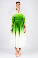Aster Dress Shirt Collar 3/4 Sleeve Midi Length Cotton Musola  (Ombre White)