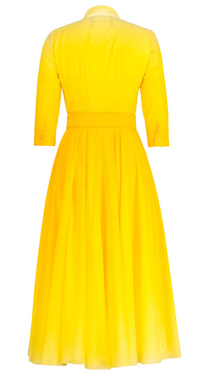 Aster Dress Shirt Collar 3/4 Sleeve Midi Length Cotton Musola (Ombre New)