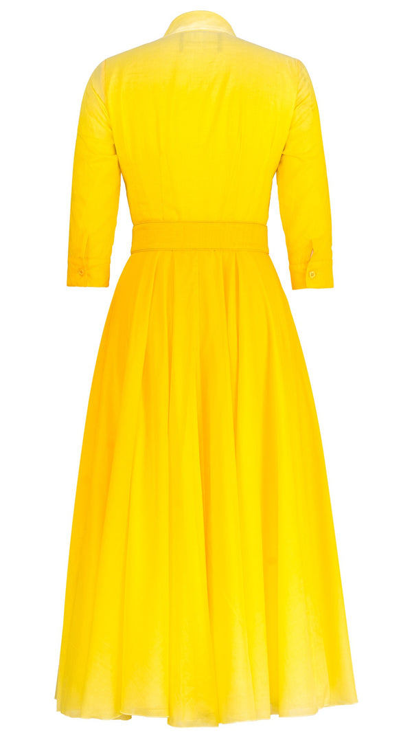 Aster Dress Shirt Collar 3/4 Sleeve Midi Length Cotton Musola (Ombre New)