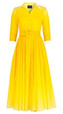 Aster Dress Shirt Collar 3/4 Sleeve Midi Length Cotton Musola (Ombre New)
