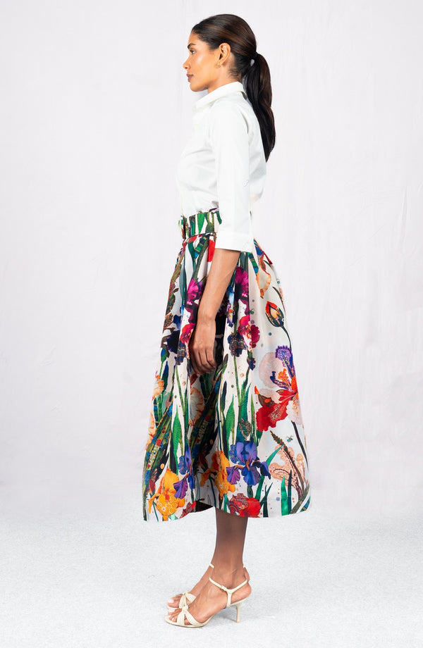 Irene Skirt Midi Length Poliamide Taffta (Ornamental Iris)