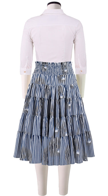 Blake Skirt Long Length Cotton Stretch (Oxford Stripe Bright)