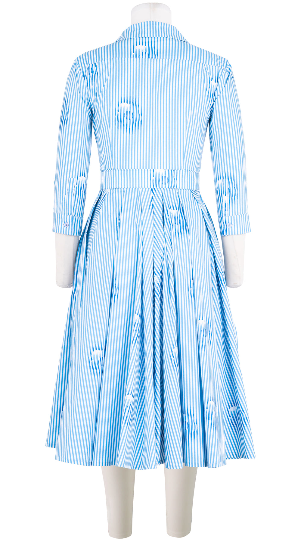 Laurent Dress Shirt Collar 3/4 Sleeve Long Length Cotton Stretch (Oxford Stripe) @Blue-60 @Pink-2 @Green-4 @Indigo-17