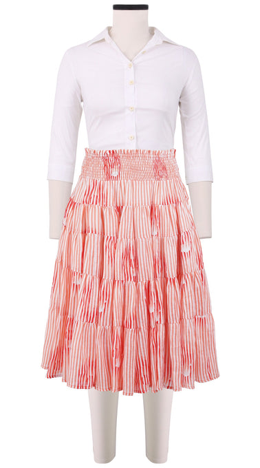 Blake Skirt Long Length Linen (Oxford Stripe)