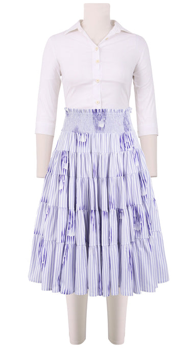 Blake Skirt Long Length Cotton Stretch (Oxford Stripe)