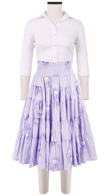 Blake Skirt Midi Length Cotton Stretch (Oxford Stripe)