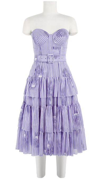 Preen Dress Bra Strapless Long Length Cotton Musola (Oxford Stripe)