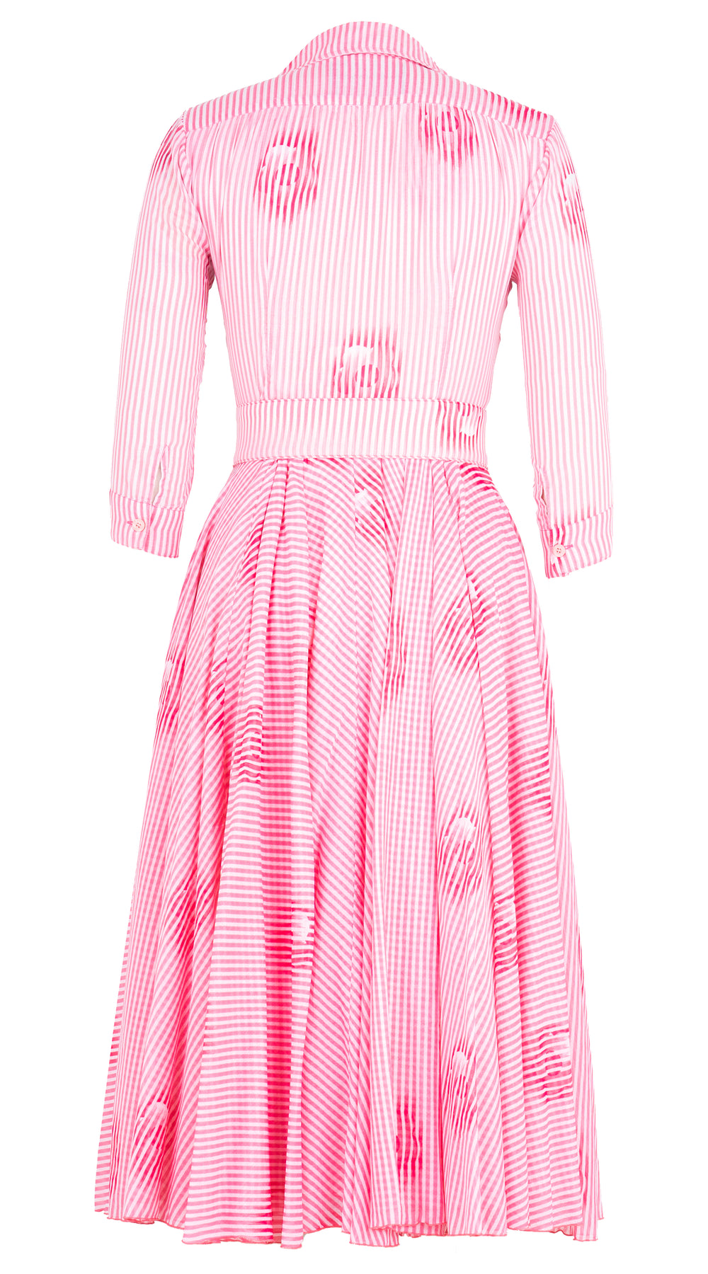 Aster Dress Shirt Collar 3/4 Sleeve Midi Length Musola (Oxford Stripe) @5