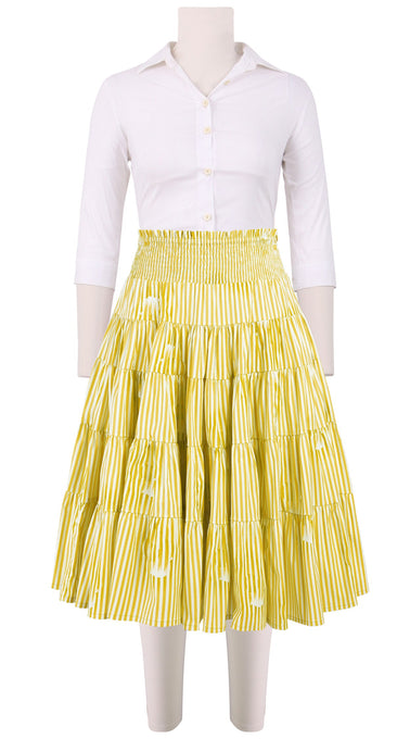 Blake Skirt Long Length Cotton Stretch (Oxford Stripe)
