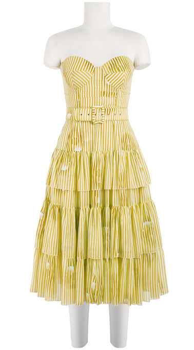 Preen Dress Bra Strapless Long Length Cotton Musola (Oxford Stripe)