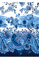 Aster Dress Shirt Collar 3/4 Sleeve Midi Plus Length Cotton Musola (Paisley Estate)
