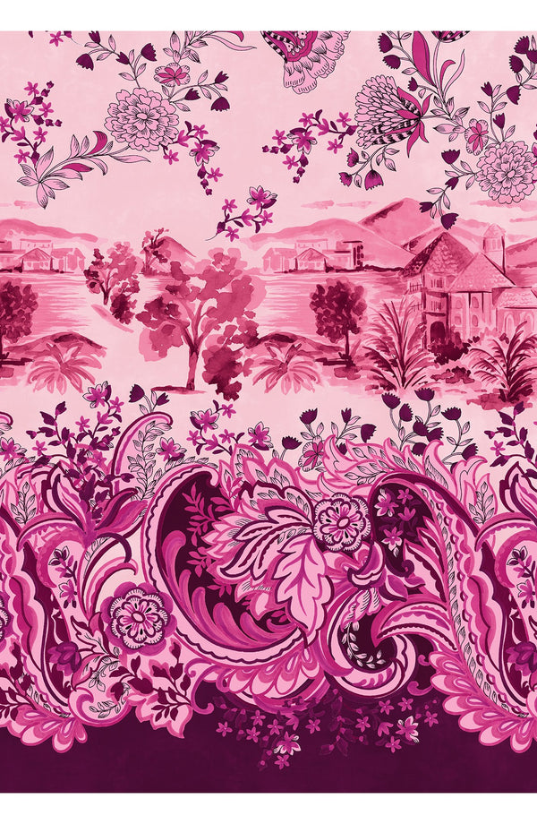 Aster Dress Shirt Collar 3/4 Sleeve Midi Length Cotton Musola (Paisley Estate)