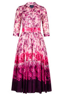 Aster Dress Shirt Collar 3/4 Sleeve Midi Plus Length Cotton Musola (Paisley Estate)