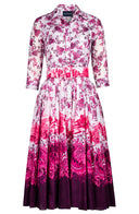 Aster Dress Shirt Collar 3/4 Sleeve Midi Length Cotton Musola (Paisley Estate)