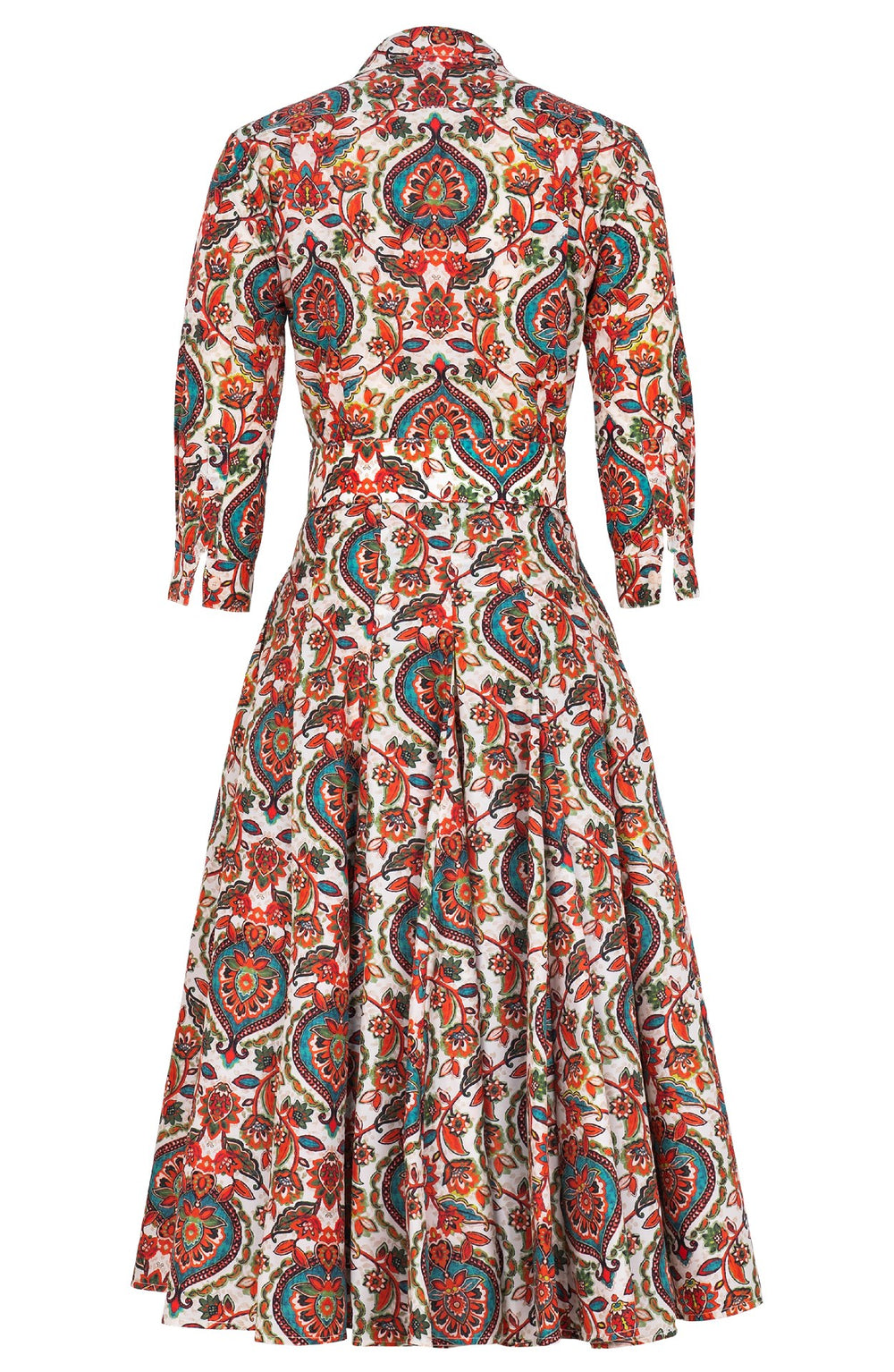 Samantha Dress Shirt Collar 3/4 Sleeve Midi Length Poliamide Taffta (Pakistan Batik)