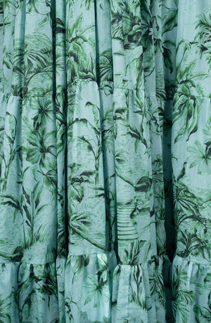 Eva Dress Crew Neck 3/4 Sleeve Maxi Length Cotton Musola (Palm Toile New Ground)
