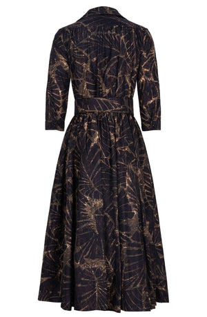 Terry Dress Shirt Collar 3/4 Sleeve Midi Plus Length Poliamide Taffta (Palma)