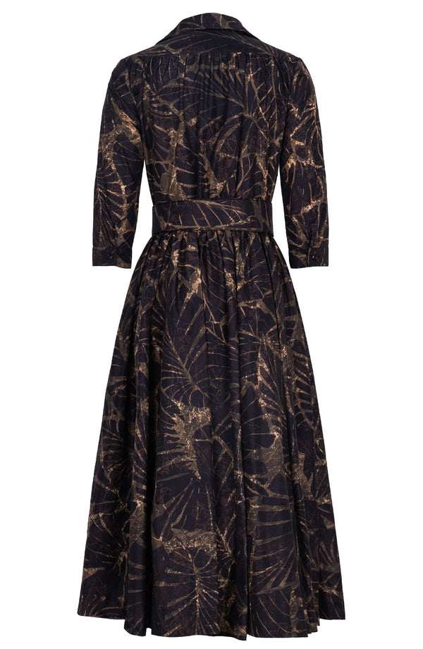 Terry Dress Shirt Collar 3/4 Sleeve Midi Plus Length Poliamide Taffta (Palma)