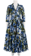 Aster Dress Shirt Collar 3/4 Sleeve Midi Length Cotton Musola (Paper Flower Ground)